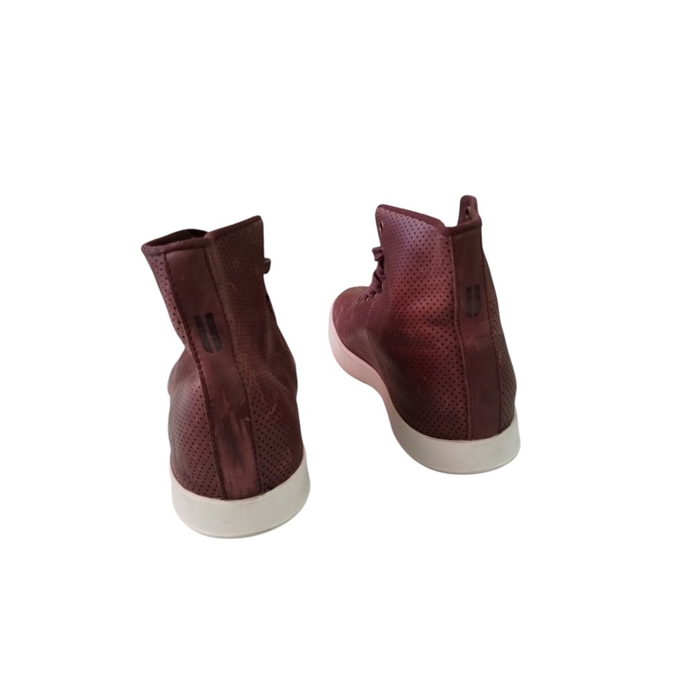 NOBULL Outwork High Top Leather Trainers Mens‎ 7.5 Womens 9 Burgundy Perforated - Picture 3 of 5